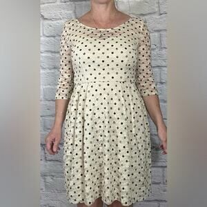 Betsey Johnson Cream and Black Lace Polka Dot Dress
